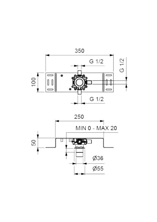 Zeichnung_UP-Koerper_ID_AVA_Warmwasser, Edelstahl V4A, Inox Aisi 316L